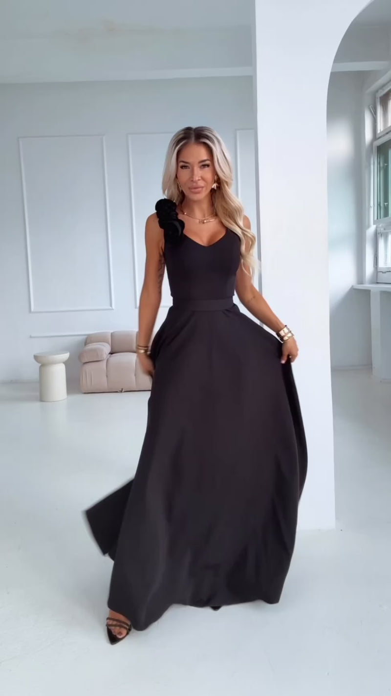 Vestido de noite preto comprido BeStylish