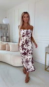 vestido comprido de praia padrão boho castanho BeStylish