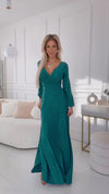 Vestido formal largo de cristal (azul marino)
