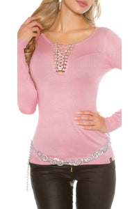 Camisola de malha rosa velho BeStylish