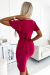 Vestido de cerimónia curto com decote estilo envelope fuchsia BeStylish