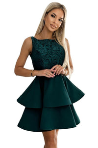 Vestido de cerimónia com folhos verde BeStylish