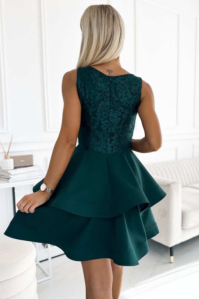 Vestido de cerimónia com folhos verde BeStylish