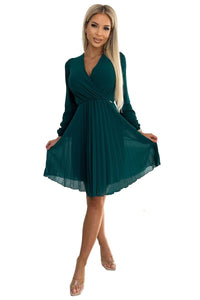 vestido de cerimónia verde plissado em chiffon BeStylish