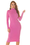 Vestido de malha de gola alta rosa BeStylish