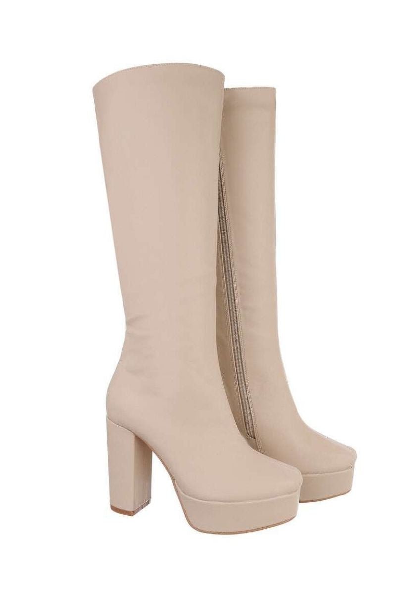 Botas beges de salto alto pele BeStylish