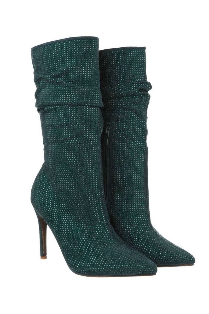 Botins salto alto verdes camurça BeStylish