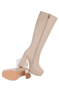 Botas beges de salto alto pele BeStylish