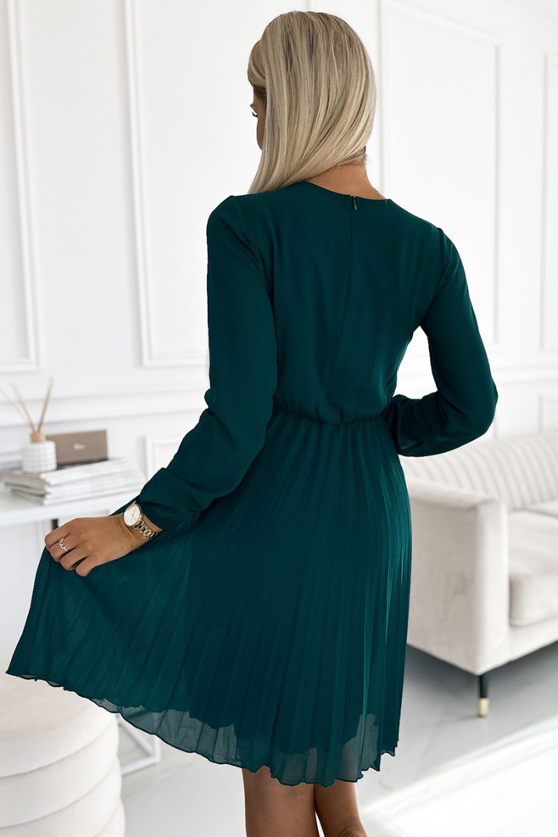 vestido de cerimónia verde plissado em chiffon BeStylish