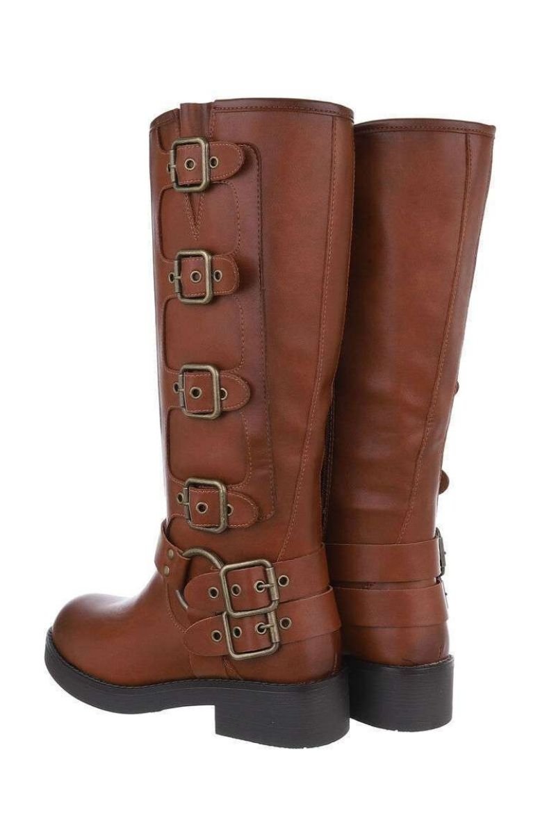 Botas western bikerboots camel castanho em pele BeStylish