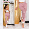 Jeans calças de ganga push up cintura subida rosa velho BeStylish