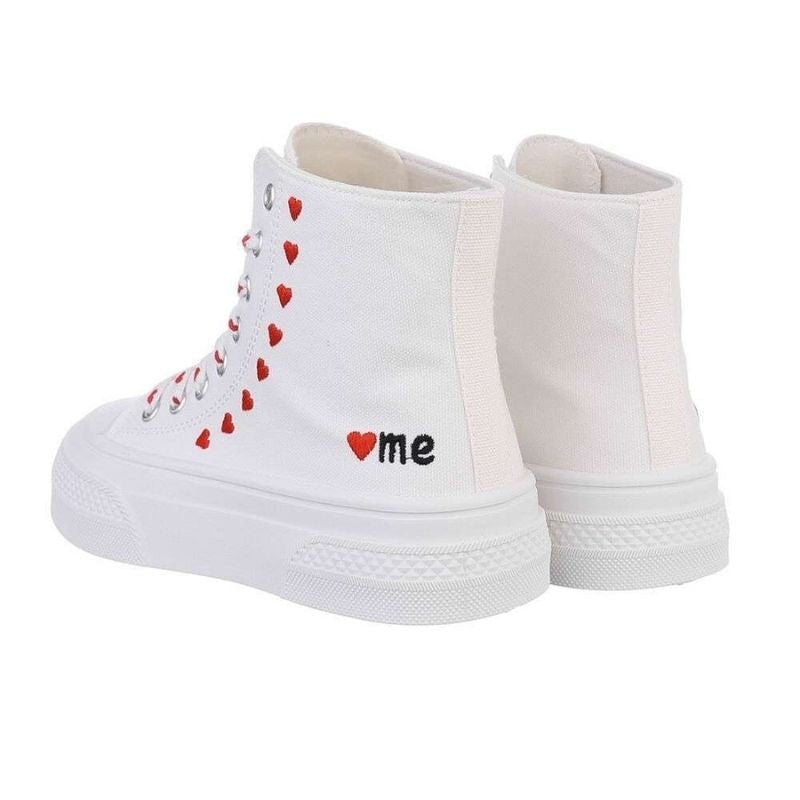 Ténis sapatilhas altos de tecido estilo all star branco BeStylish