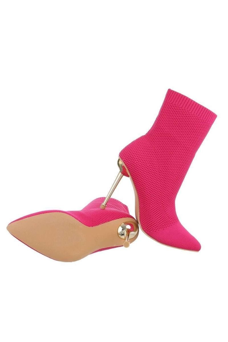 Botins de malha rosa de salto alto BeStylish