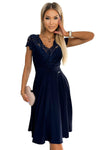 Vestido de cerimónia em chiffon com renda azul navy BeStylish