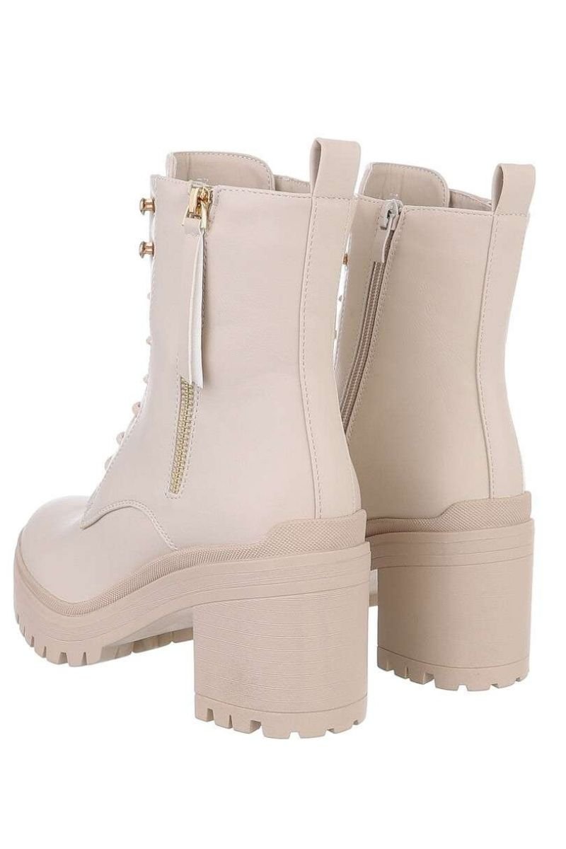 Botins bege pele de salto alto BeStylish