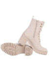 Botins bege pele de salto alto BeStylish