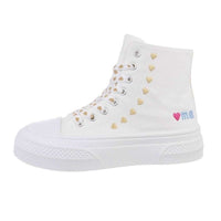 Ténis sapatilhas altos de tecido estilo all star branco BeStylish