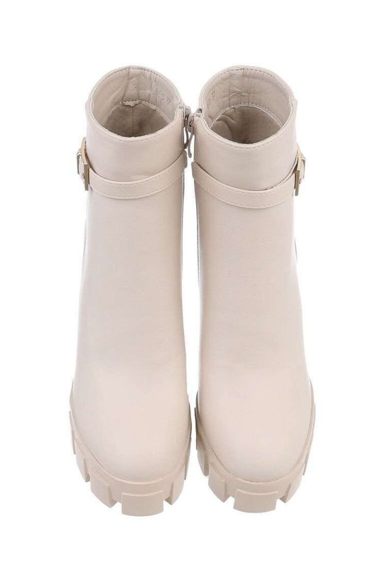 Botins bege pele de salto alto BeStylish