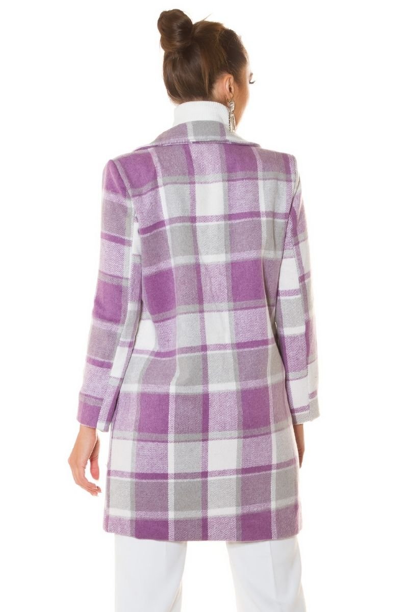 Casaco blazer roxo padrão tartan BeStylish