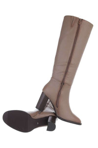 Botas caqui de salto alto pele camurça BeStylish