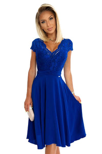 Vestido de cerimónia em chiffon com renda azul royal BeStylish