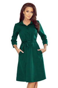 vestido de cerimónia verde estilo camisa BeStylish 