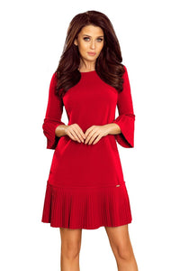 Vestido de cerimónia médio plissado vermelho BeStylish