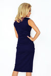 vestido casual azul navy com mangas cavas BeStylish