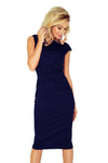 vestido casual azul navy com mangas cavas BeStylish